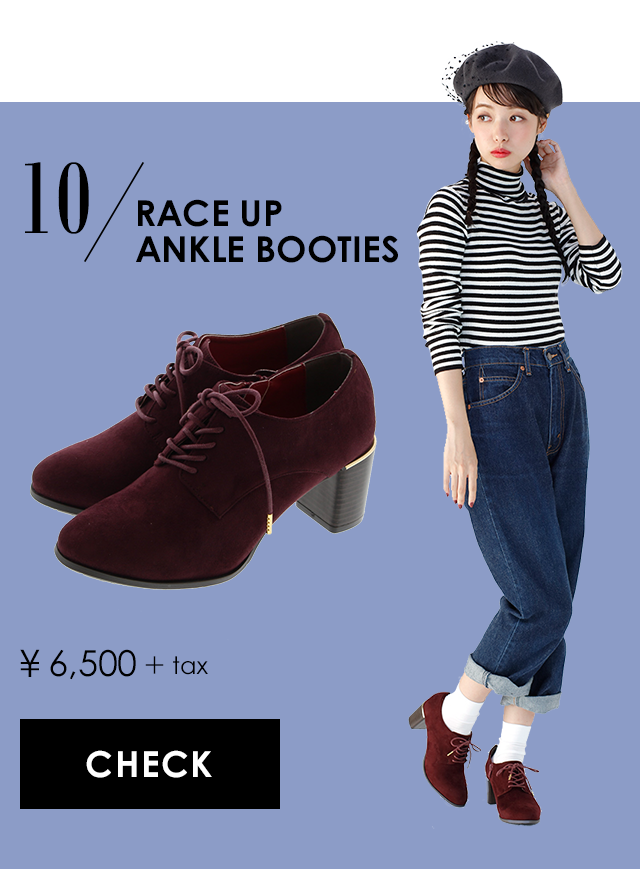10 RACE UP ANKLE BOOTIES 6,500+tax