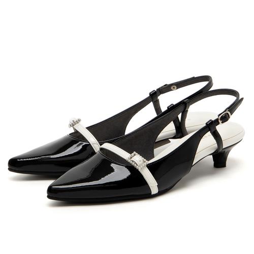パールバックルベルトバックバンドパンプス