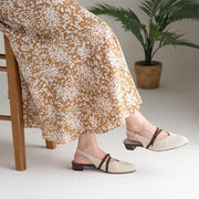 ひんやりパンプス　ノットリボンストラップバックバンドパンプス