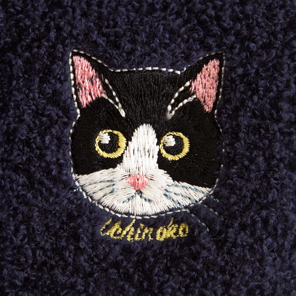 Uchinoko mate にゃんこシリーズ　オーガニックコットン刺繍ハンカチ