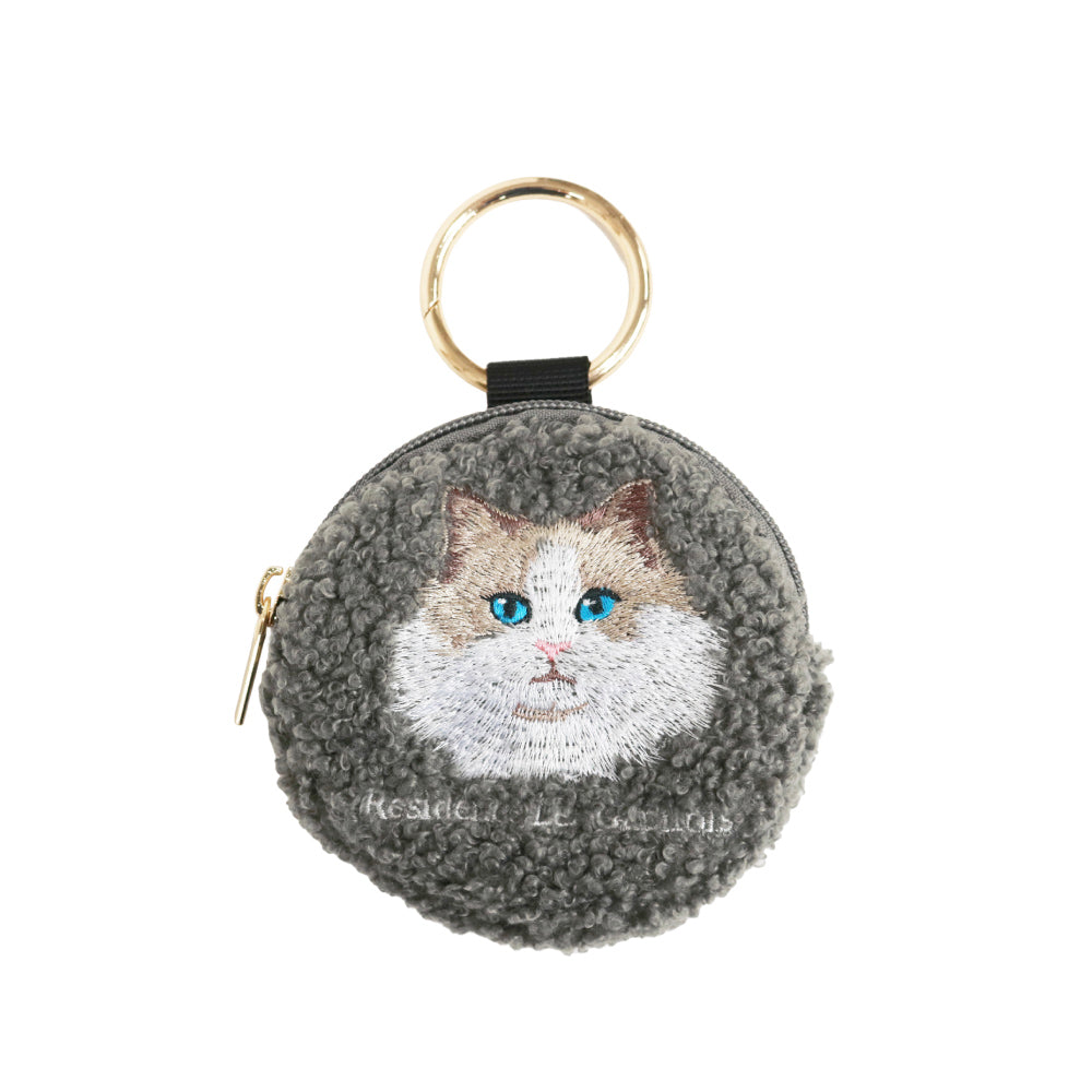 e.e.pボア刺繍丸ポーチ