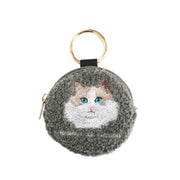 e.e.pボア刺繍丸ポーチ