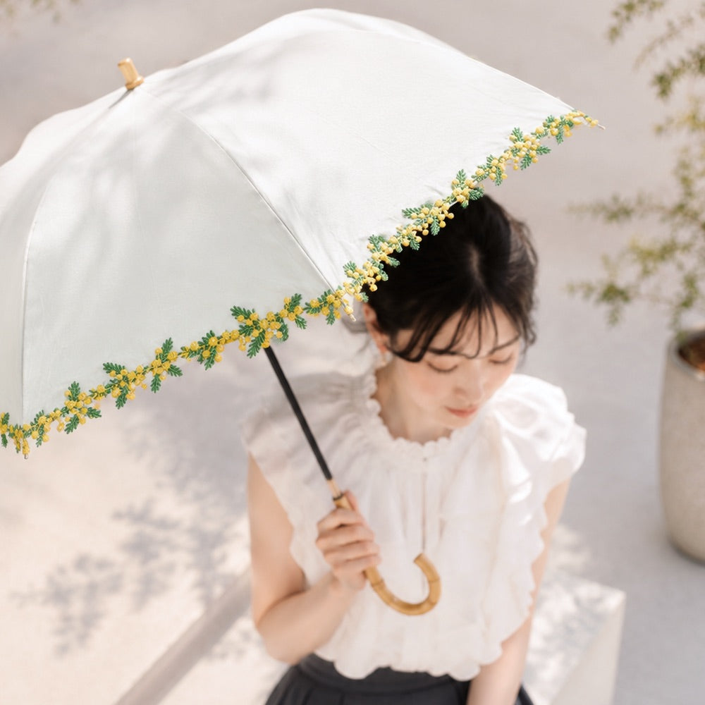 フラワーレーストート付きミニ傘（晴雨兼用）