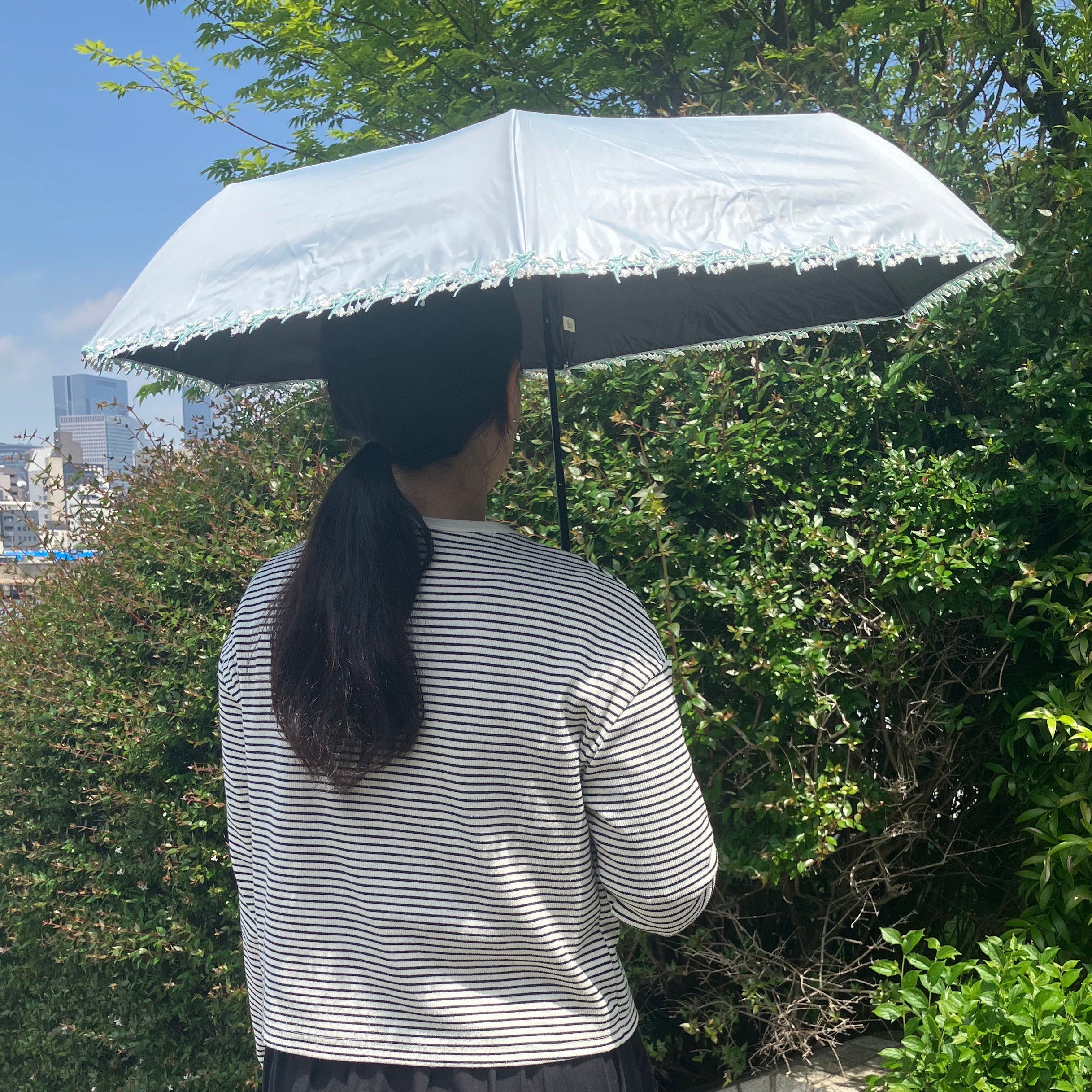フラワーレーストート付きミニ傘（晴雨兼用）