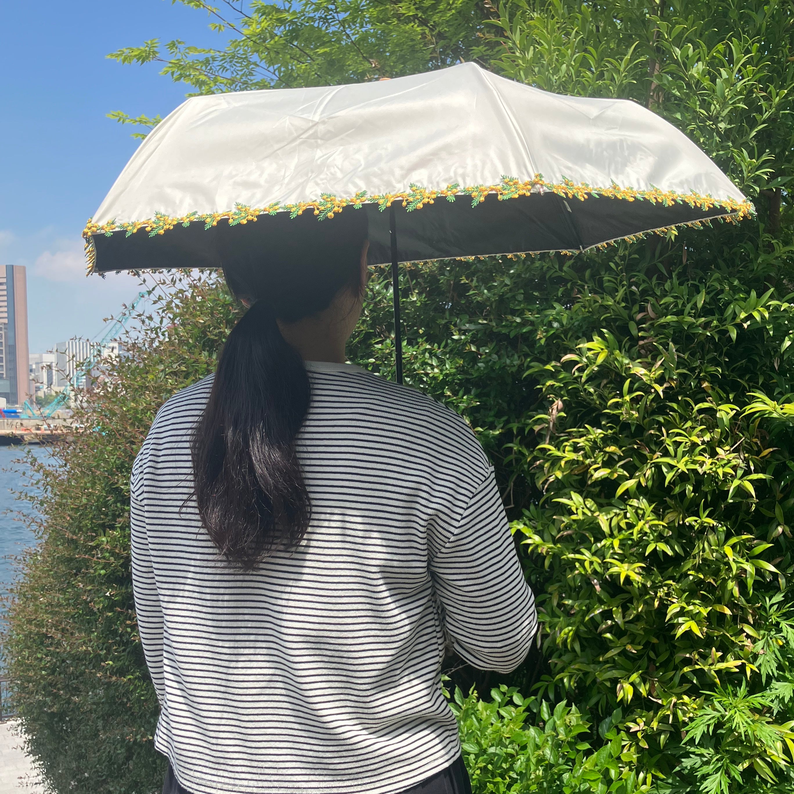 フラワーレーストート付きミニ傘（晴雨兼用）