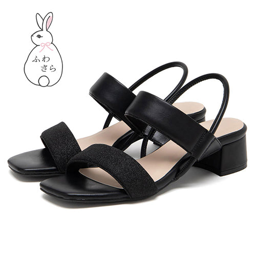 ＜ふわさら＞グリッターレースストレッチバックベルトサンダル