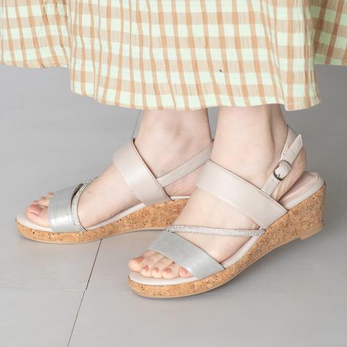 コンビラインコルクウエッジサンダル