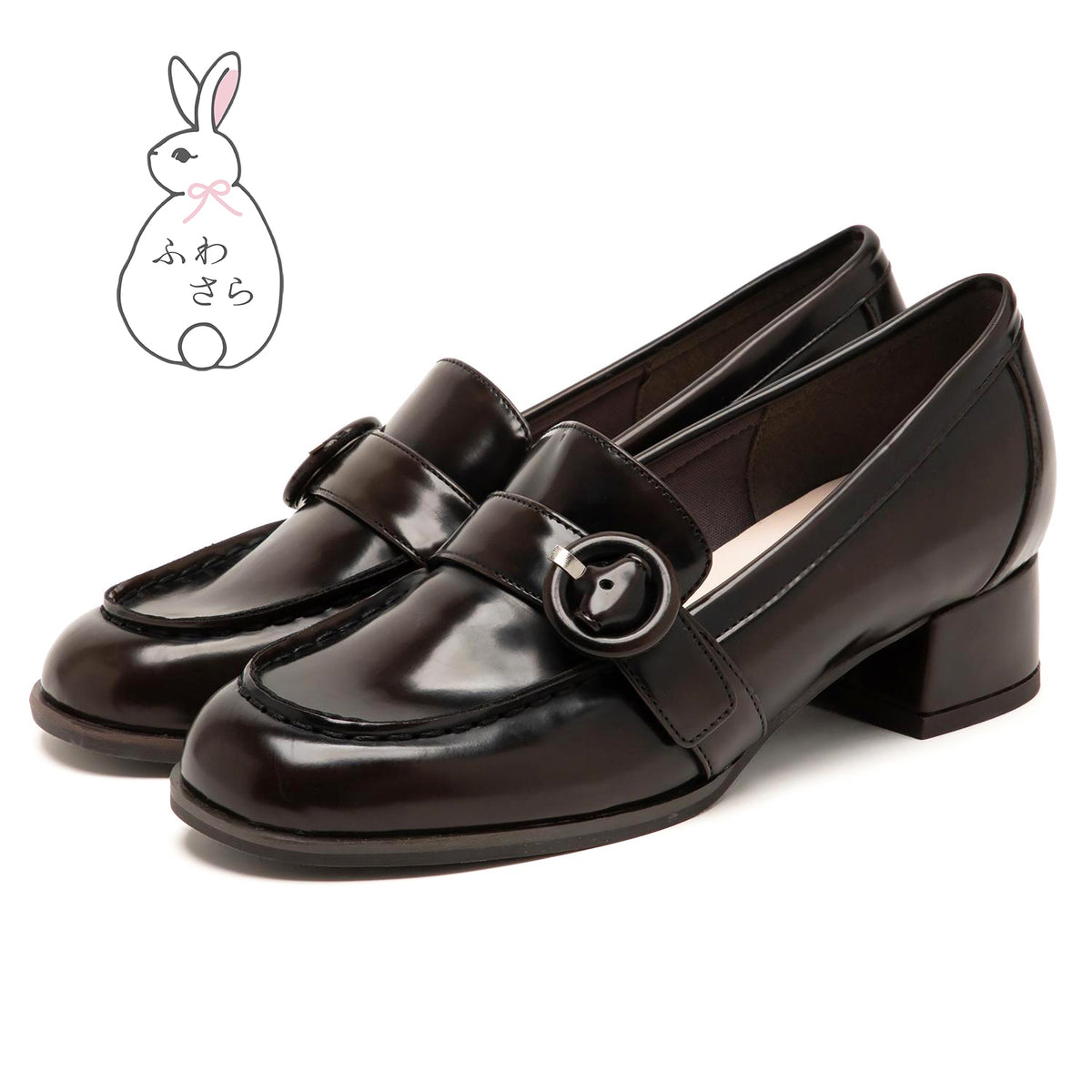 【ふわさら】くるみバックルベルトバフ加工ローファー
