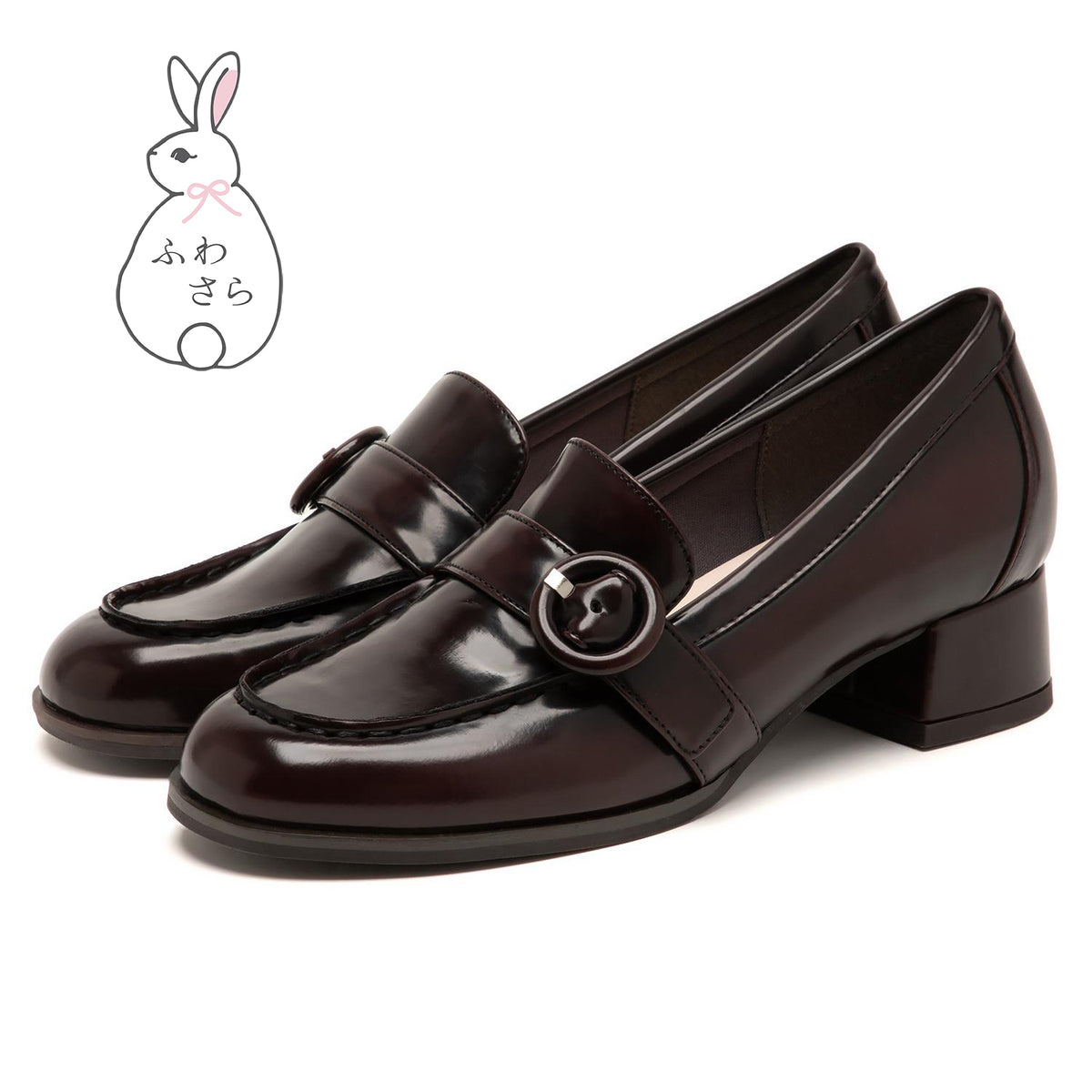 【ふわさら】くるみバックルベルトバフ加工ローファー