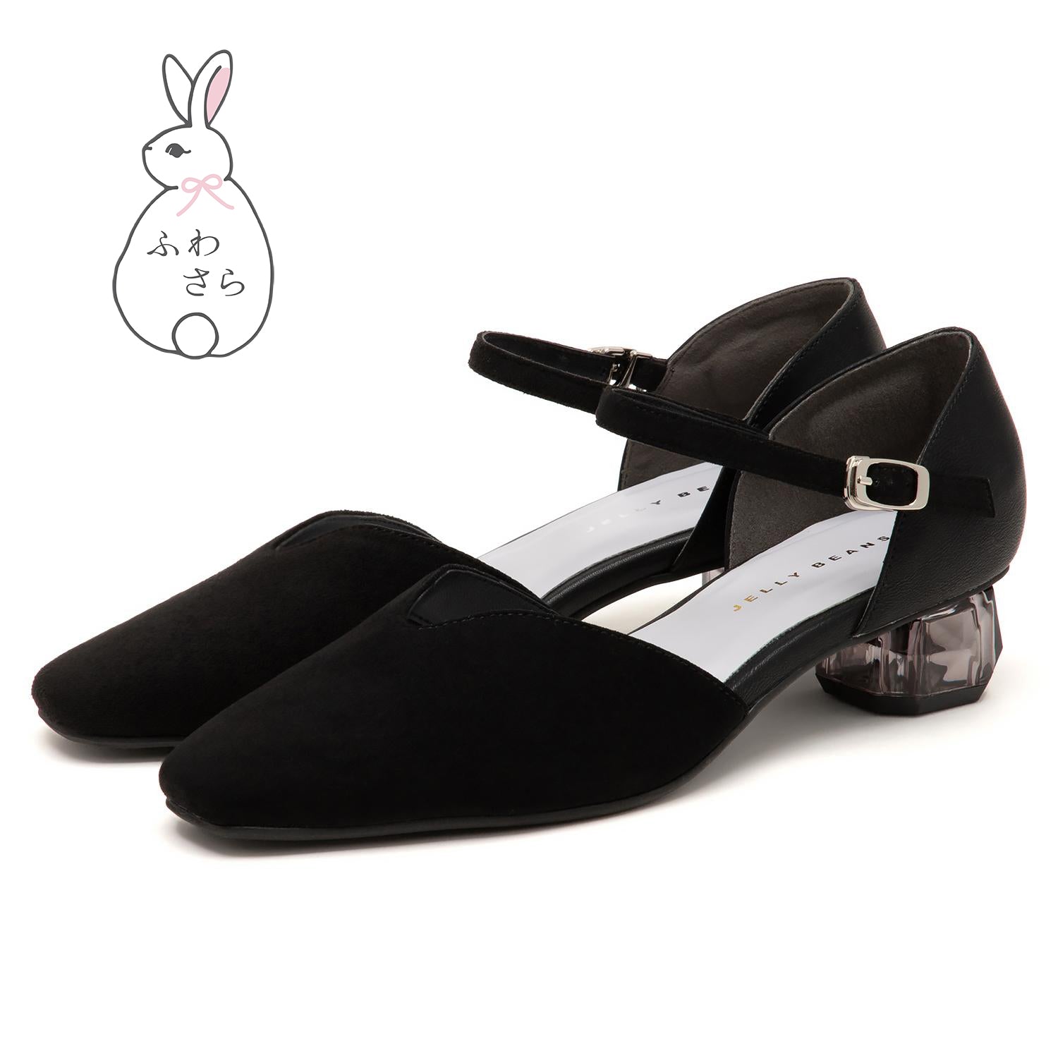 【ふわさら】クリアヒールVカットセパレートパンプス