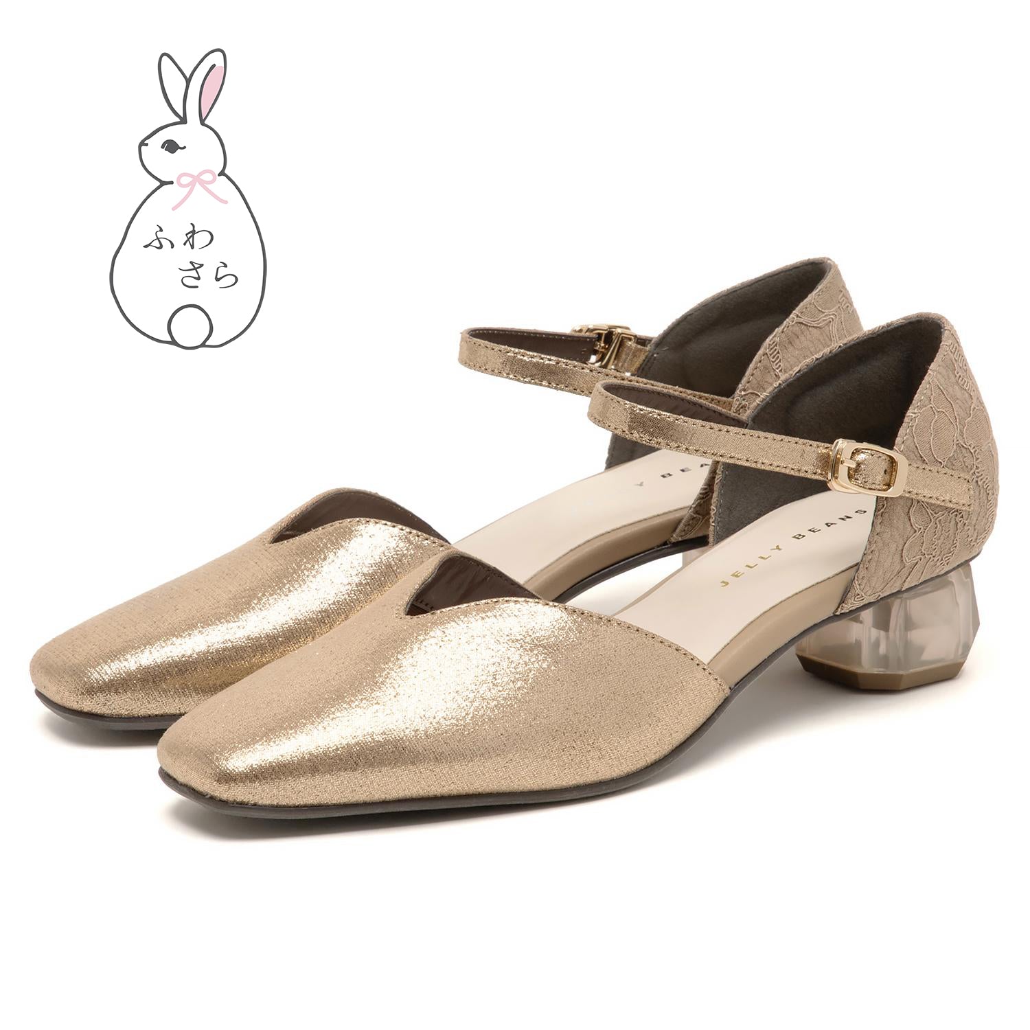 【ふわさら】クリアヒールVカットセパレートパンプス