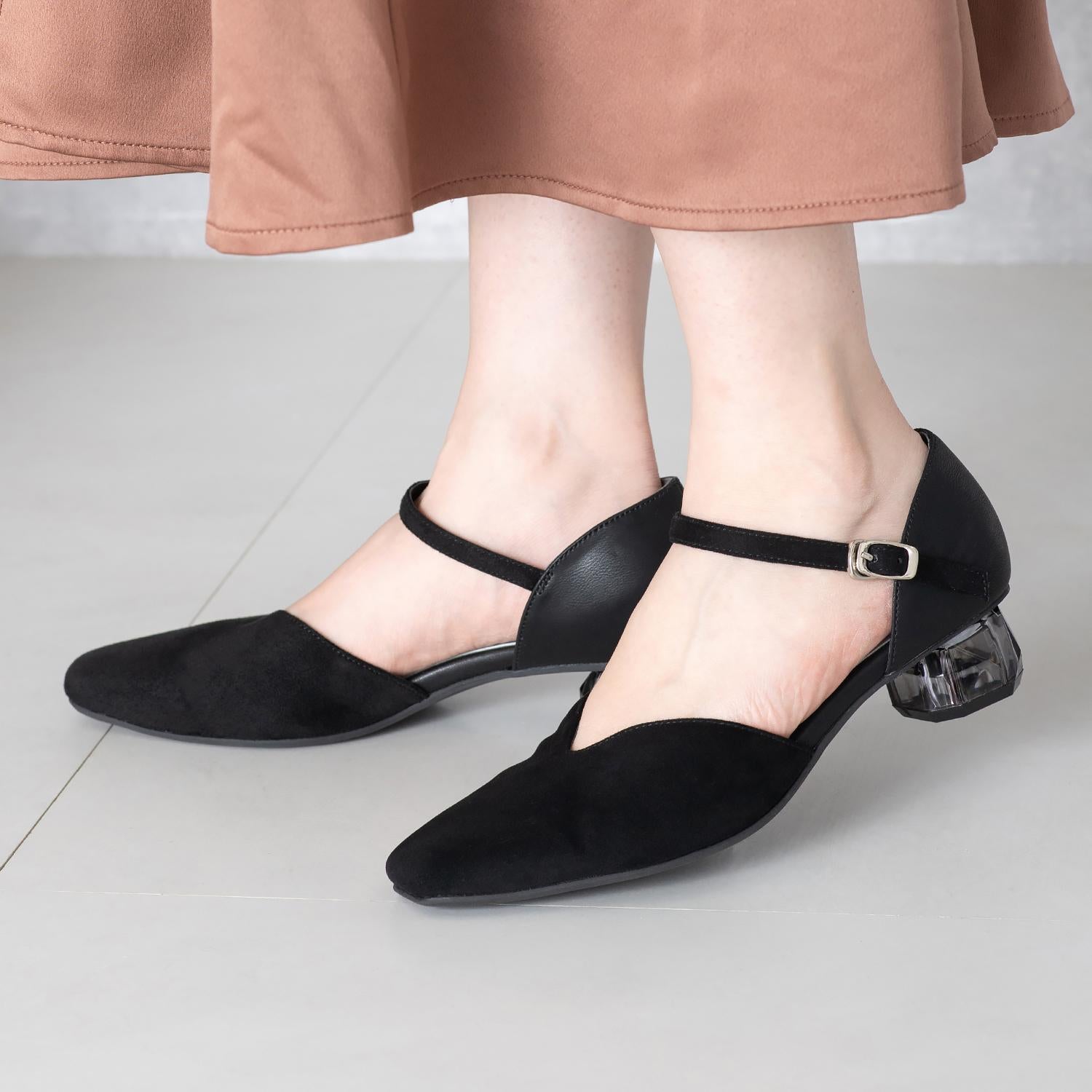 【ふわさら】クリアヒールVカットセパレートパンプス