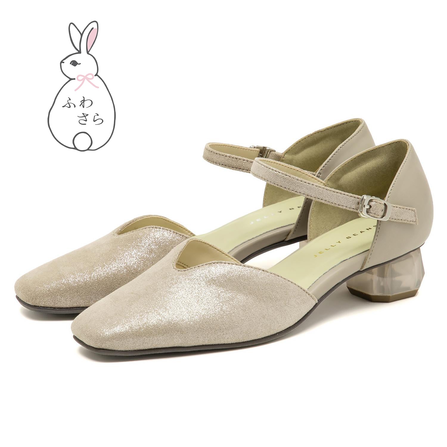 【ふわさら】クリアヒールVカットセパレートパンプス