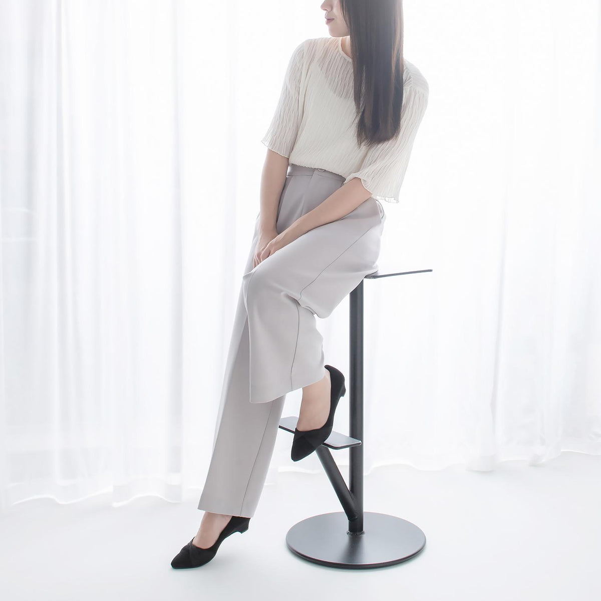 【ふわさら】ツイストターバンリボンポインテッドパンプス