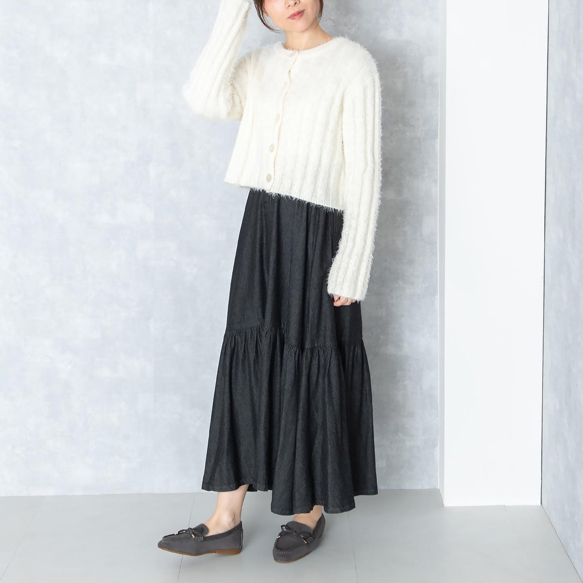 リボンスエードモカシンマニッシュシューズ