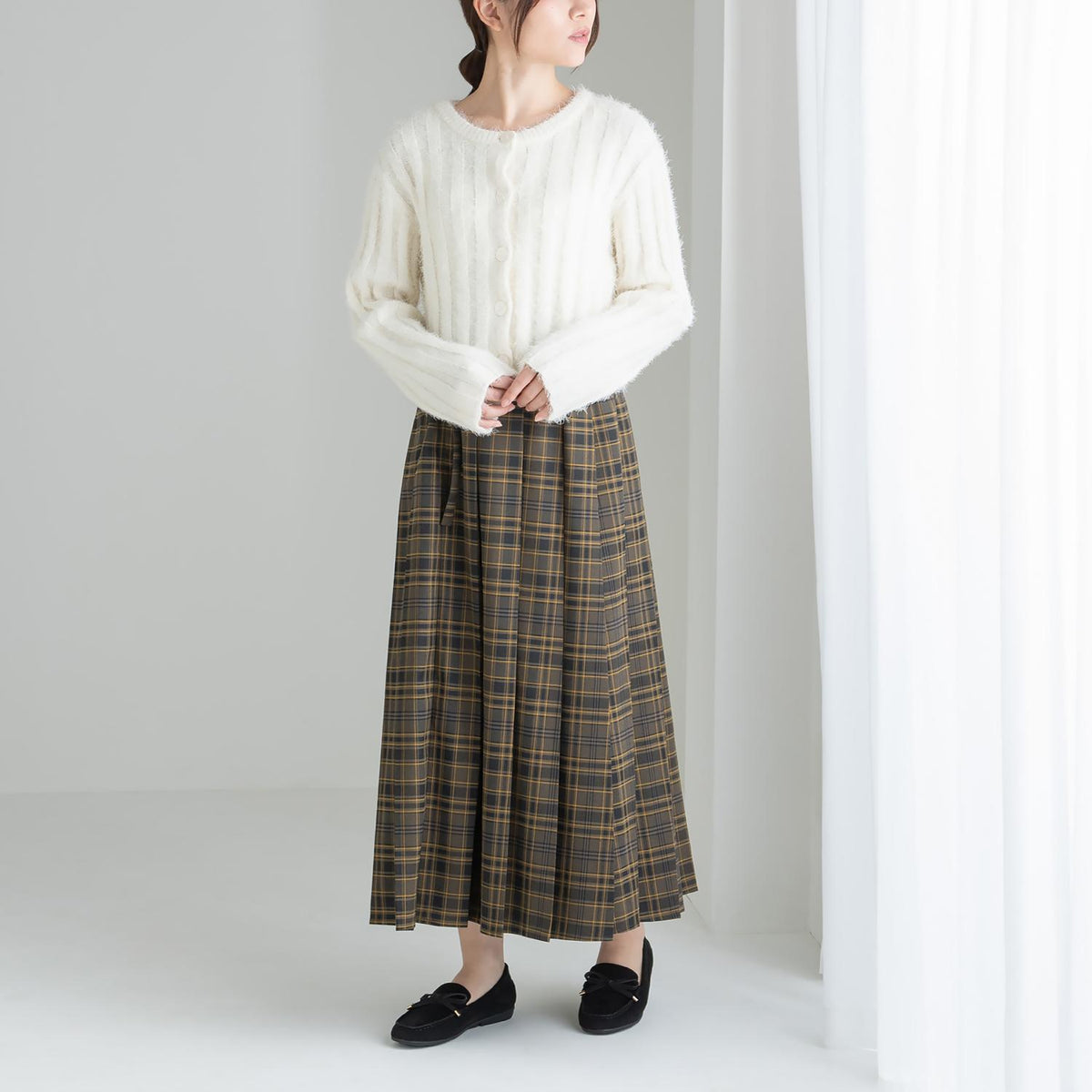 リボンスエードモカシンマニッシュシューズ