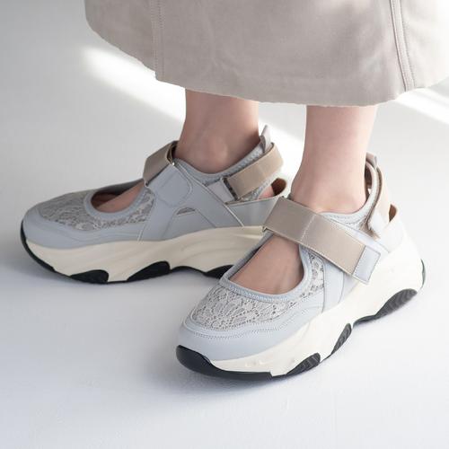 ゴムストラップレースメッシュスニーカー