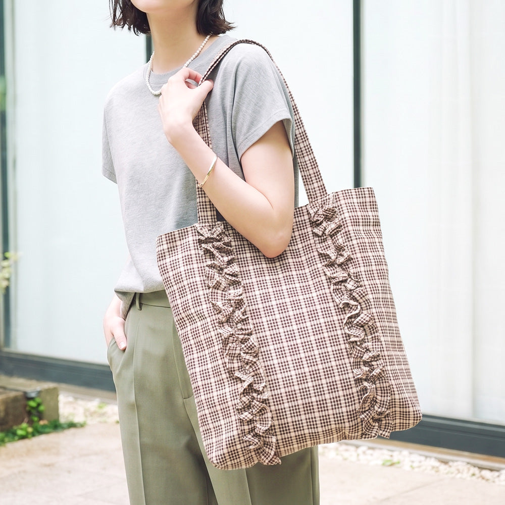 チェックフリルＡ4トートバッグ