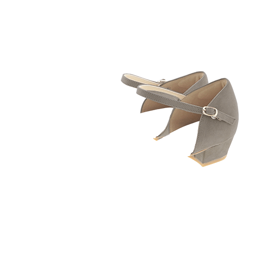 3.5㎝ポインテッドトゥセパレートパンプス<ふわさら>E×プレーン×ブラックスエード(つま先)×グレースエード(かかと)×アイボリー(インソール)