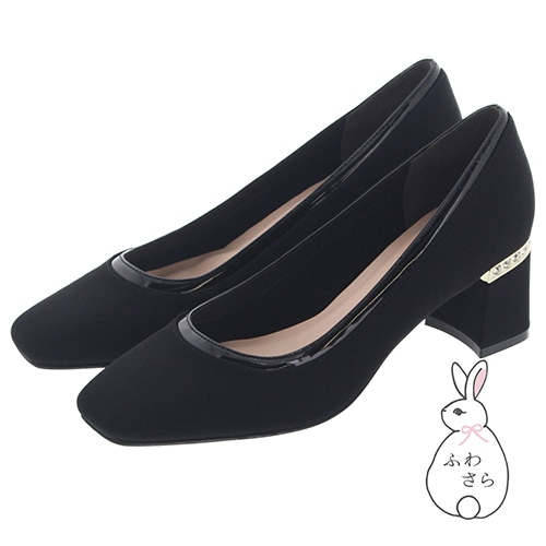 ビジューラインヒールコンビパンプス<ふわさら>/204-22923(23.0cm