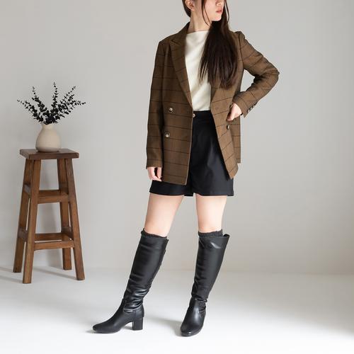 バックファスナーロングブーツ