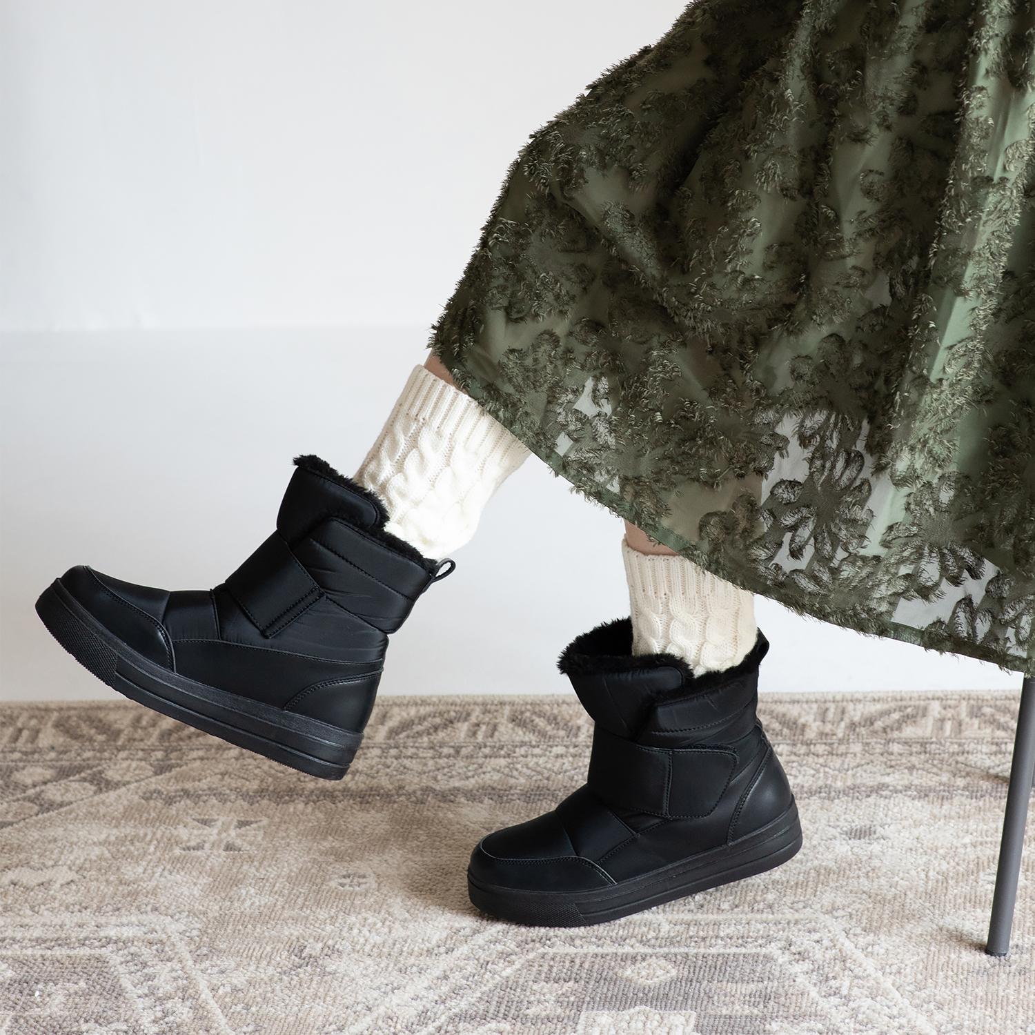 あったかベルクロベルトファーショートブーツ