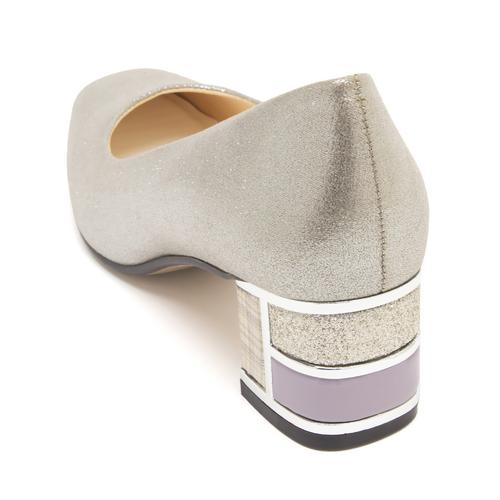 ブロックヒールスクエアトゥプレーンパンプス