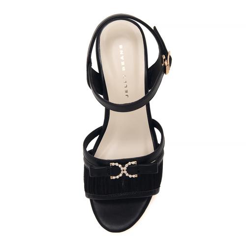 ビジューリボンウェッジサンダル