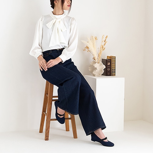 【WEB限定】リボンゴムストラップパンプス/204-43017