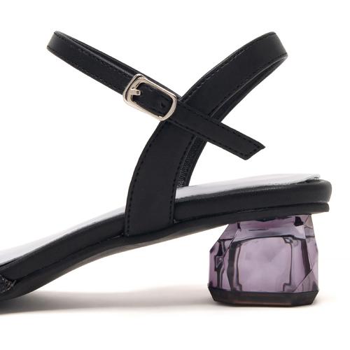 ビジューラインストラップクリアヒールサンダル