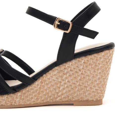 ビジューリボンウェッジサンダル