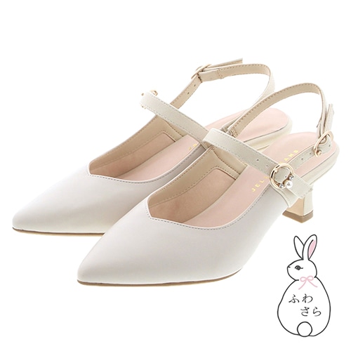パールバックルベルトバックバンドミュールパンプス<ふわさら>/204