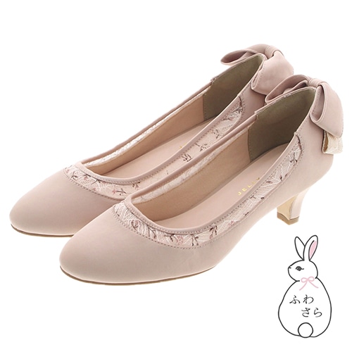 エッセンシャルコンフォート 新品 バックリボンレーストリム パンプス