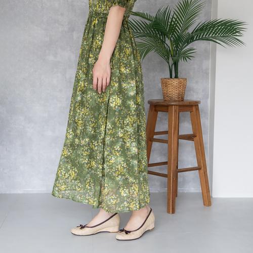 メッシュリボンハーフウエッジパンプス