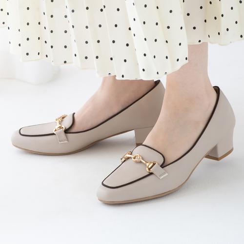 <ふわさら>サークルビジュービットローファーパンプス