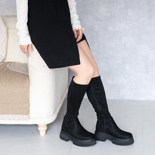 厚底ストレッチロングブーツ
