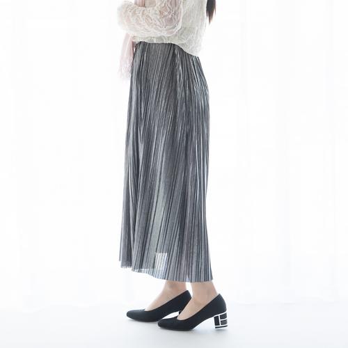 ブロックヒールスクエアトゥプレーンパンプス