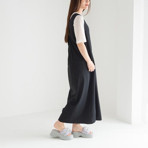 シアーフリル厚底ミュールサンダル