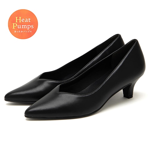 【あったか仕様】ポインテッドVカットプレーンパンプス