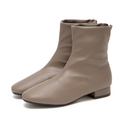 バックファスナーストレッチショートブーツ