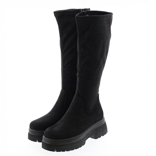 厚底ストレッチロングブーツ