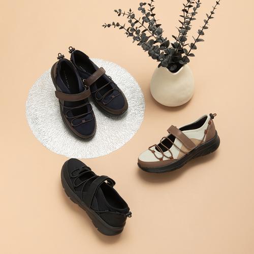 ゴムクロスストラップスニーカー