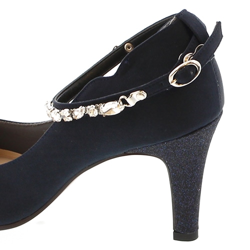 Special Price ビジューストラップグリッターヒールパンプス 124 22 0cm ベージュ布 パンプス ジェリービーンズ公式通販 Jelly Beans Online Shop