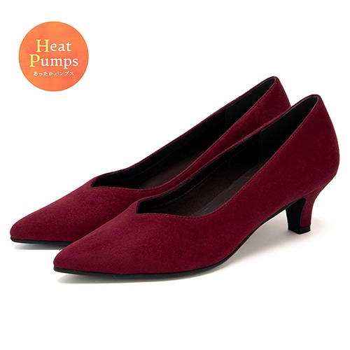 【あったか仕様】ポインテッドVカットプレーンパンプス