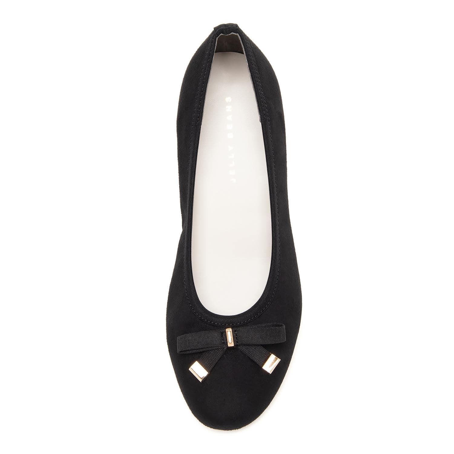 メタルアクセントリボンハーフウエッジパンプス