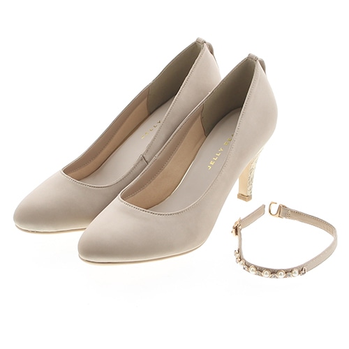 2wayパールストラップラウンドトゥパンプス 4 23 5cm ベージュ布 パンプス ジェリービーンズ公式通販 Jelly Beans Online Shop