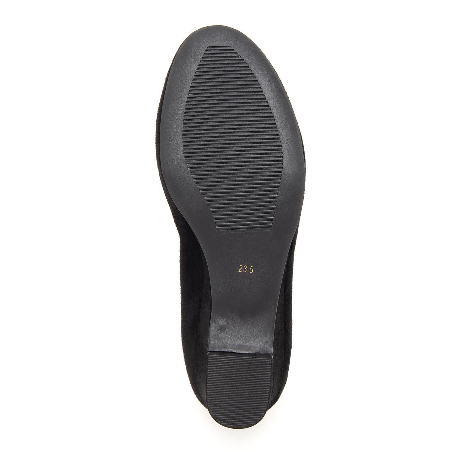 メタルアクセントリボンハーフウエッジパンプス