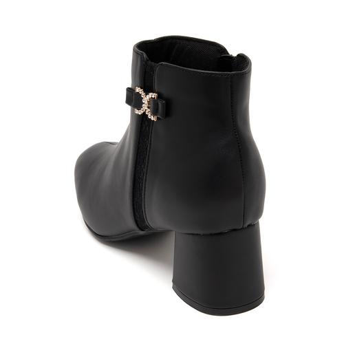 サイド切り替えビジューリボンショートブーツ