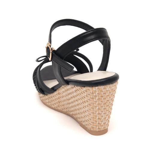 ビジューリボンウェッジサンダル