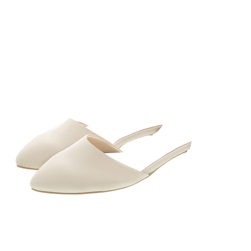 3.5㎝ポインテッドトゥセパレートパンプス<ふわさら>E×プレーン×アイボリー(つま先)×ブラックスエード(かかと)×ライトピンク(インソール)